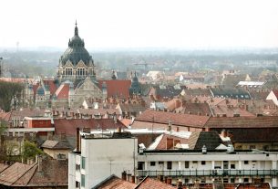 Szeged, Szent István tér, víztorony, látkép, belváros, zsinagóga